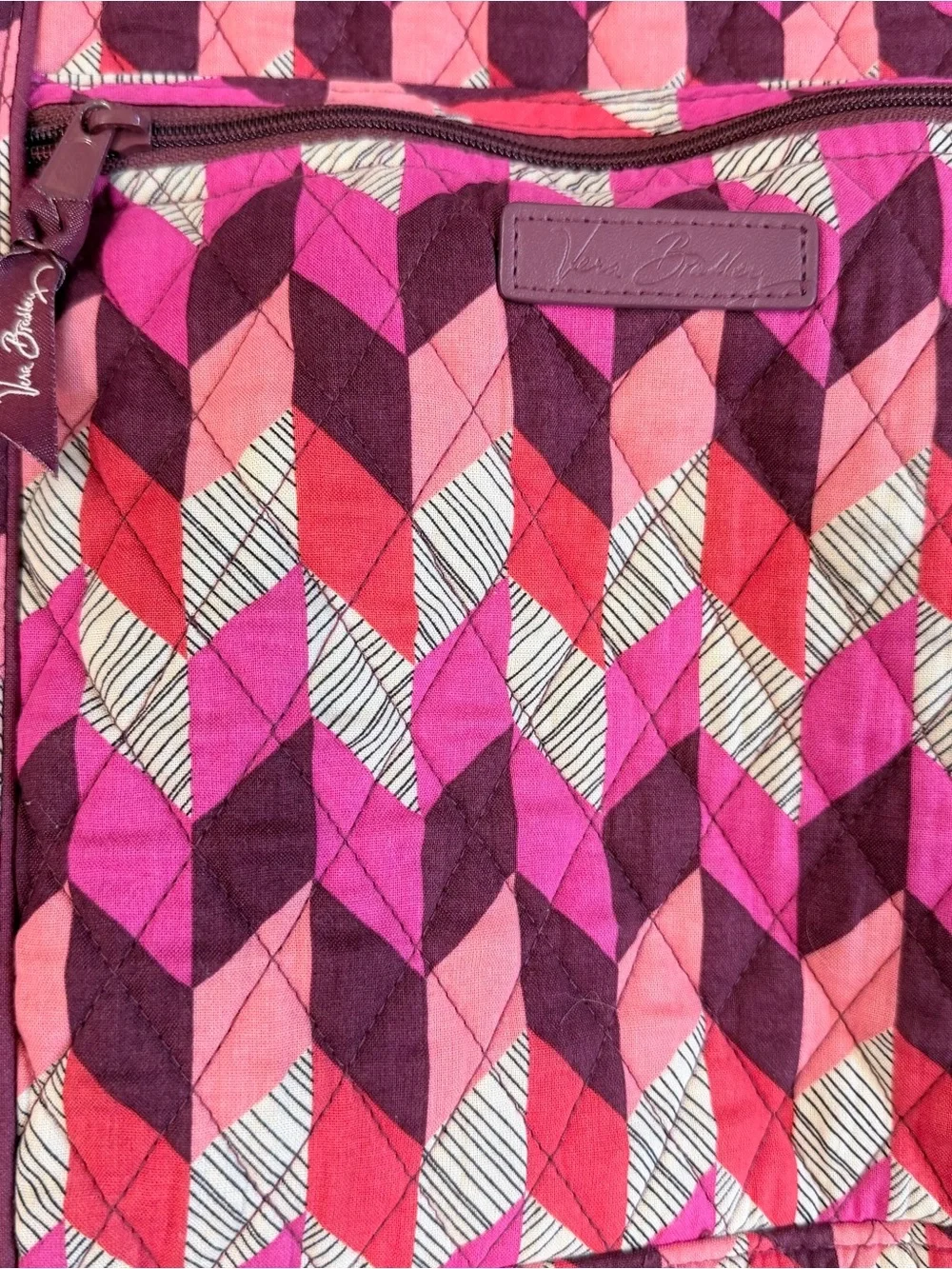 Vera Bradley Hot Pink & Magenta Geometric Large Duffel (Bohemian Chevron)
